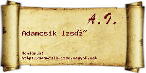 Adamcsik Izsó névjegykártya